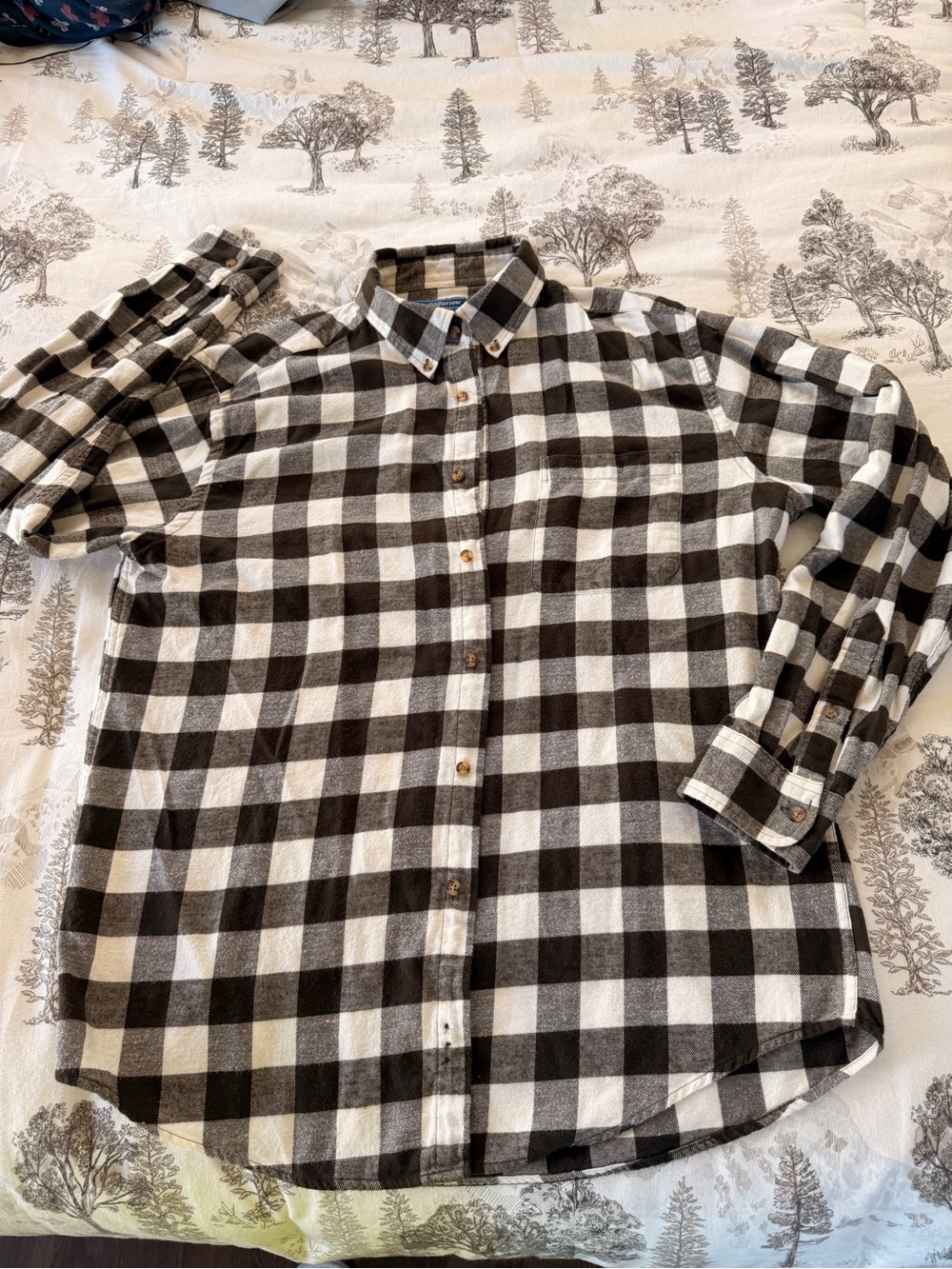 croft & barrow Black and White Buffalo Check Button-Down Shirt